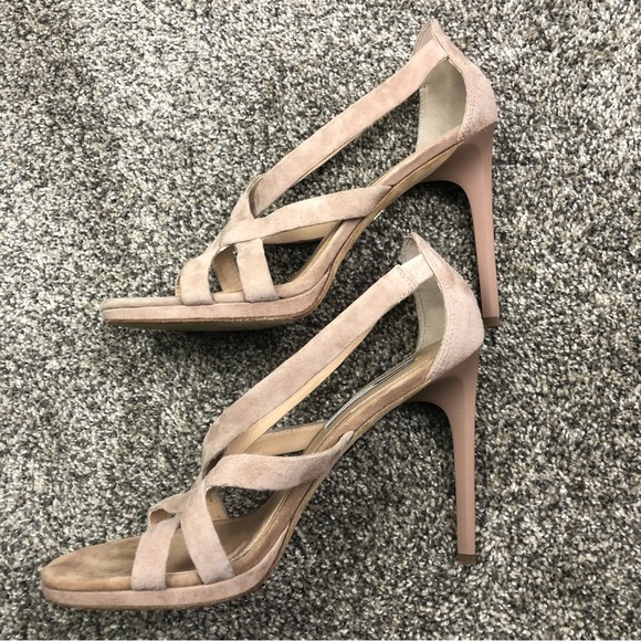 Diane Von Furstenberg Siracusa Powder Suede Criss Cross Heel Size 8.5 - Picture 3 of 9